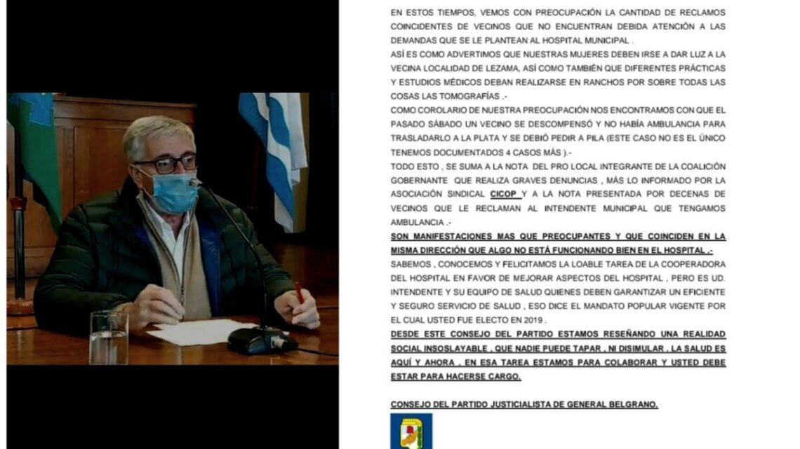 “HACERSE CARGO, SEÑOR INTENDENTE”: El comunicado del Partido Justicialista a DINAPOLI