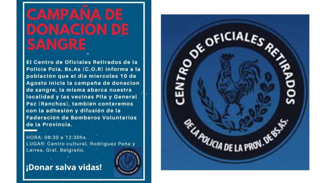 Comienza una campaña de donación de sangre en Pila, Belgrano y Ranchos