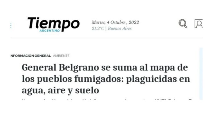 GRAL BELGRANO: El relevamiento de Convocatoria Ambiental en medios nacionales