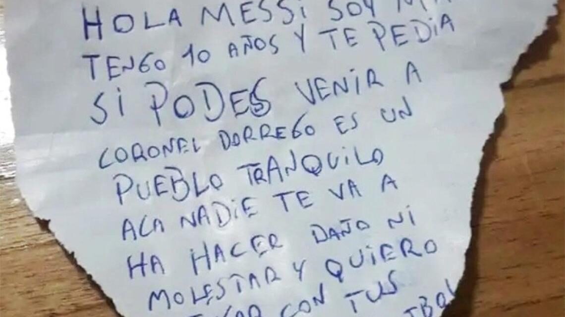 Un niño bonaerense invitó a Messi a vivir a su pueblo: “Acá nadie te va a hacer daño” Un niño bonaerense invitó a Messi a vivir a su pueblo: “Acá nadie te va a hacer daño”