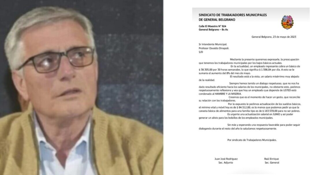 GRAL BELGRANO: El Sindicato Municipal emitió una dura carta al Intendente reclamando mejores sueldos GRAL BELGRANO: El Sindicato Municipal emitió una dura carta al Intendente reclamando mejores sueldos