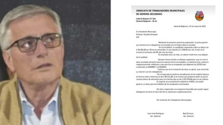 GRAL BELGRANO: El Sindicato Municipal emitió una dura carta al Intendente reclamando mejores sueldos