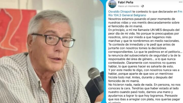 Femicidio: Uno de los hijos de Marcela Costilch le respondió al Intendente Dinapoli
